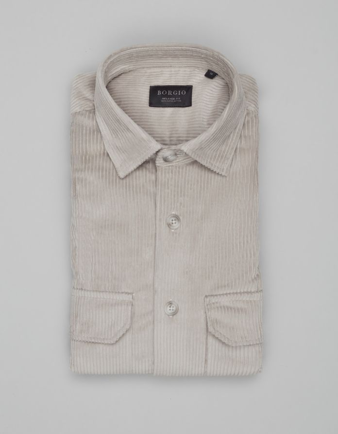 koszula velletri 00614 długi rękaw beżowy relaxed fit