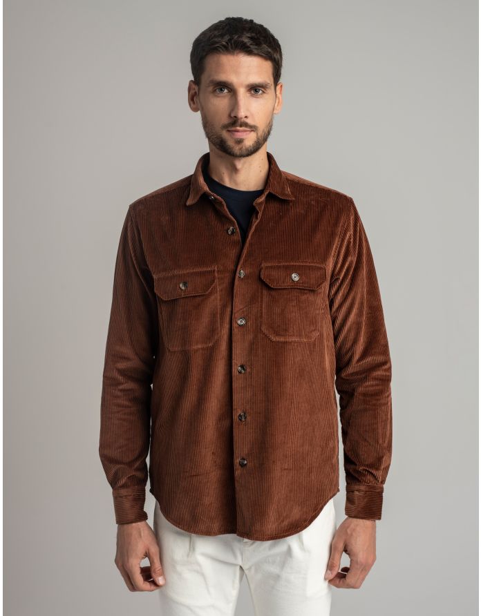 koszula velletri 00628 długi rękaw brąz relaxed fit