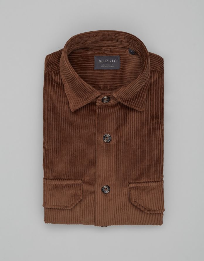 koszula velletri 00628 długi rękaw brąz relaxed fit