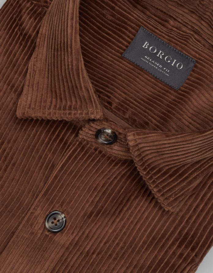 koszula velletri 00628 długi rękaw brąz relaxed fit