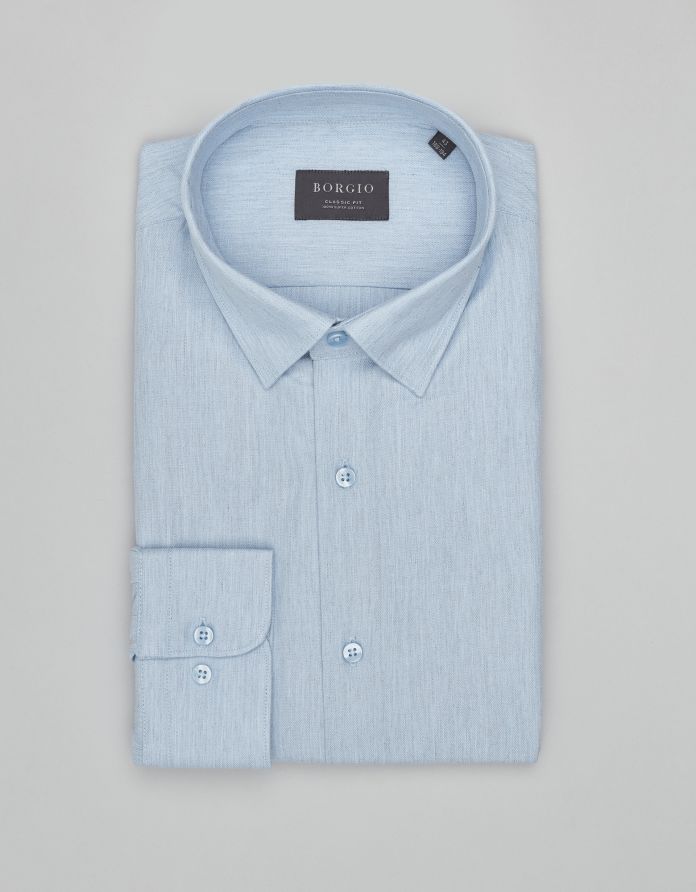 koszula flero 00618 długi rękaw błękit classic fit