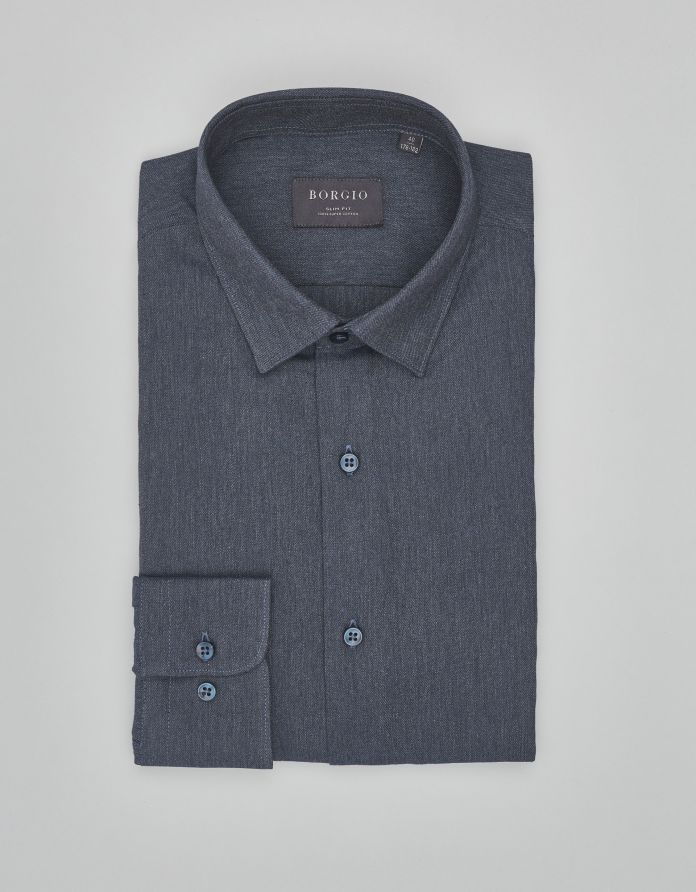 koszula flero 00621 długi rękaw granatowy slim fit