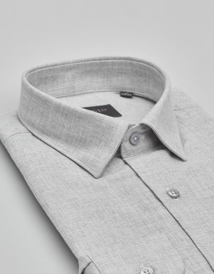 koszula flero 00622 długi rękaw szary slim fit