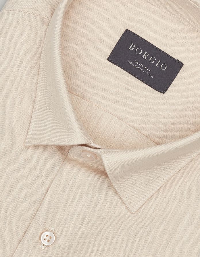 koszula flero 00623 długi rękaw beżowy slim fit