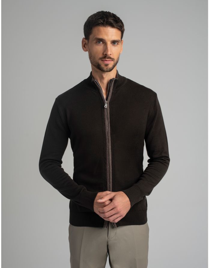 Sweter rozpinany casazza brązowy