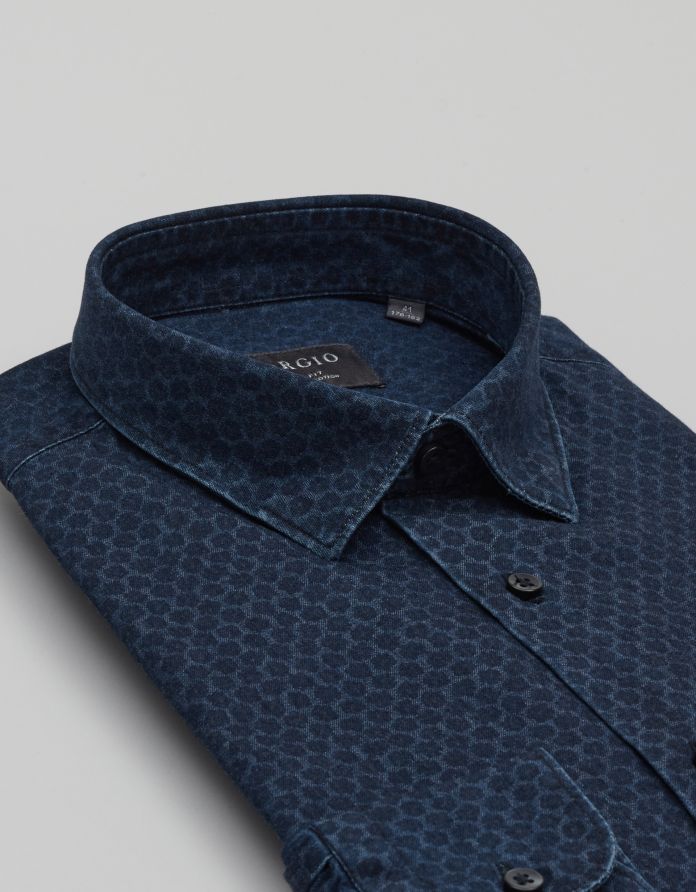 koszula denice 00616 długi rękaw granatowy slim fit