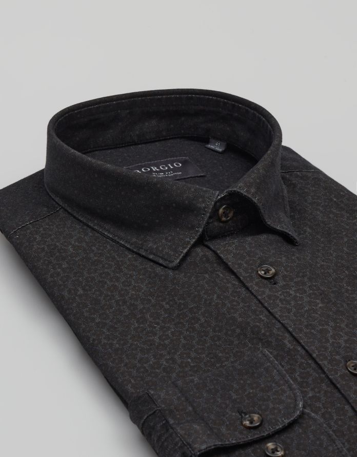 koszula denice 00617 długi rękaw granatowy slim fit