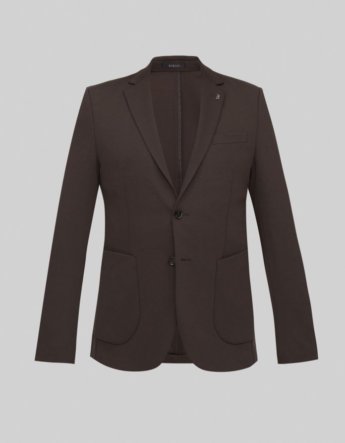 marynarka do zestawu gavello brąz slim fit