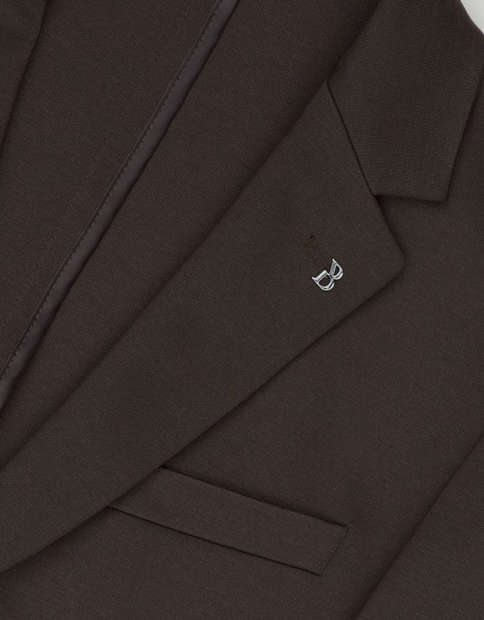 marynarka do zestawu gavello brąz slim fit