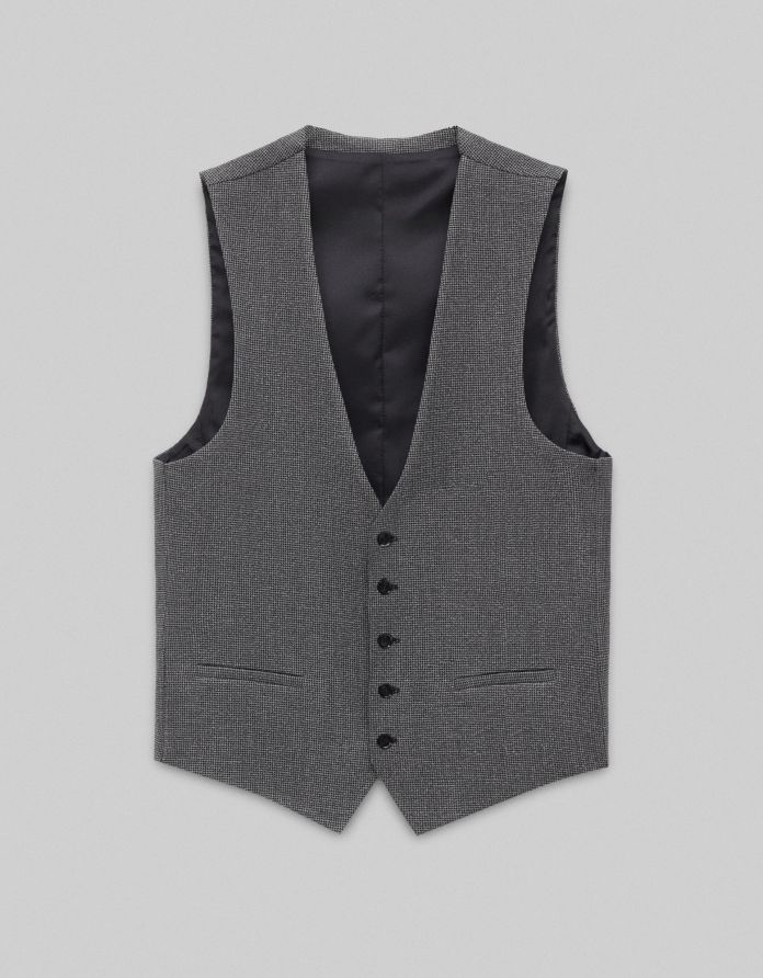 kamizelka do zestawu porcari szary slim fit