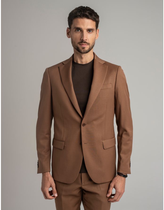 marynarka do zestawu monticiano brąz slim fit