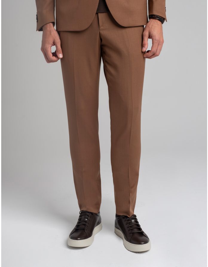 spodnie do zestawu monticiano brąz slim fit