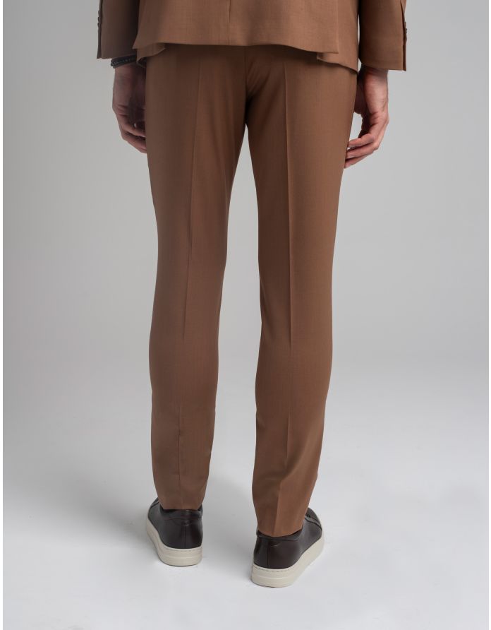 spodnie do zestawu monticiano brąz slim fit
