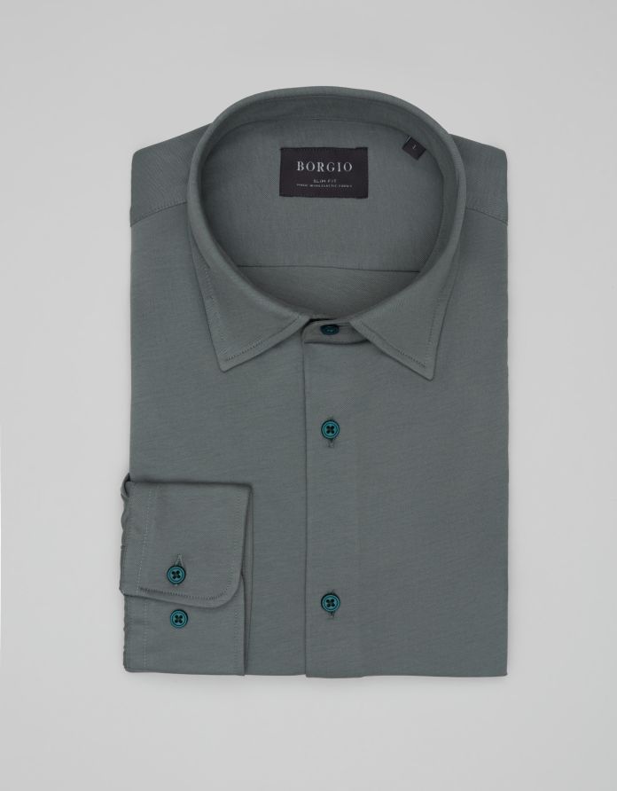 koszula moncalvo 00634 długi rękaw zielony slim fit