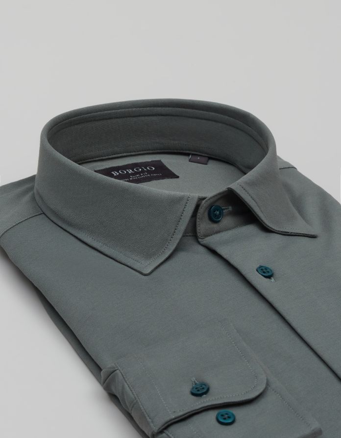 koszula moncalvo 00634 długi rękaw zielony slim fit