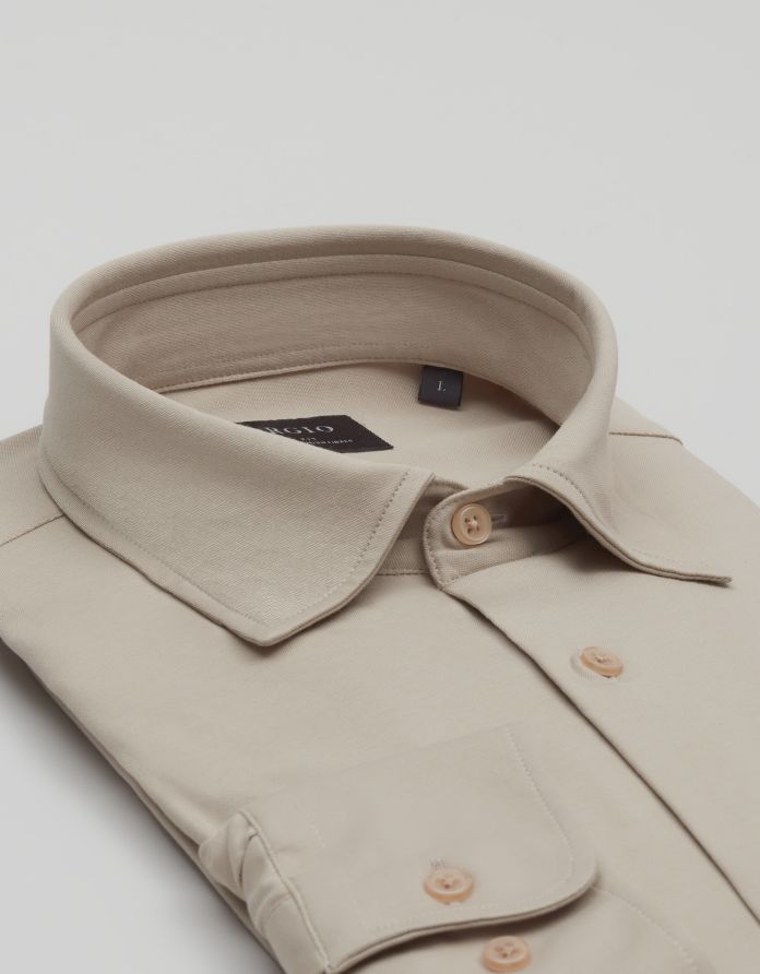 koszula moncalvo 00636 długi rękaw beżowa (bz2) slim fit