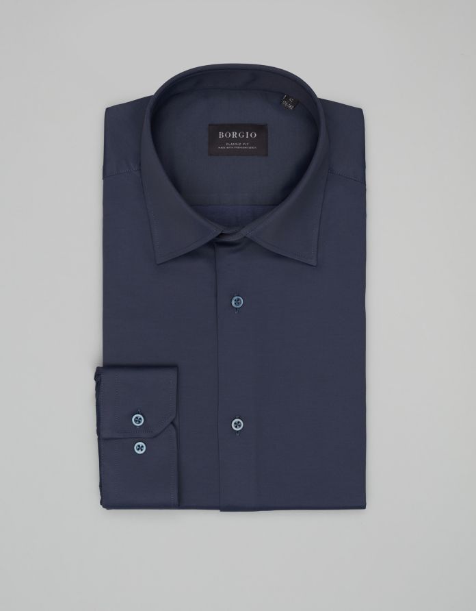 koszula lumia 00639 długi rękaw granatowy classic fit