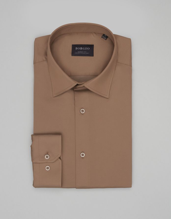 koszula lumia 00640 długi rękaw beżowy classic fit