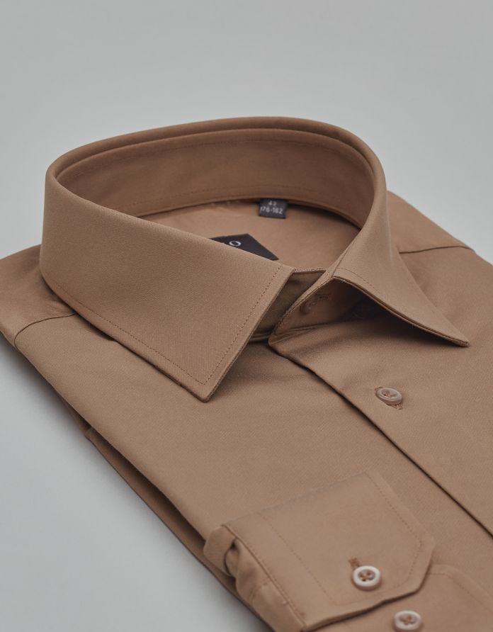 koszula lumia 00640 długi rękaw beżowy classic fit