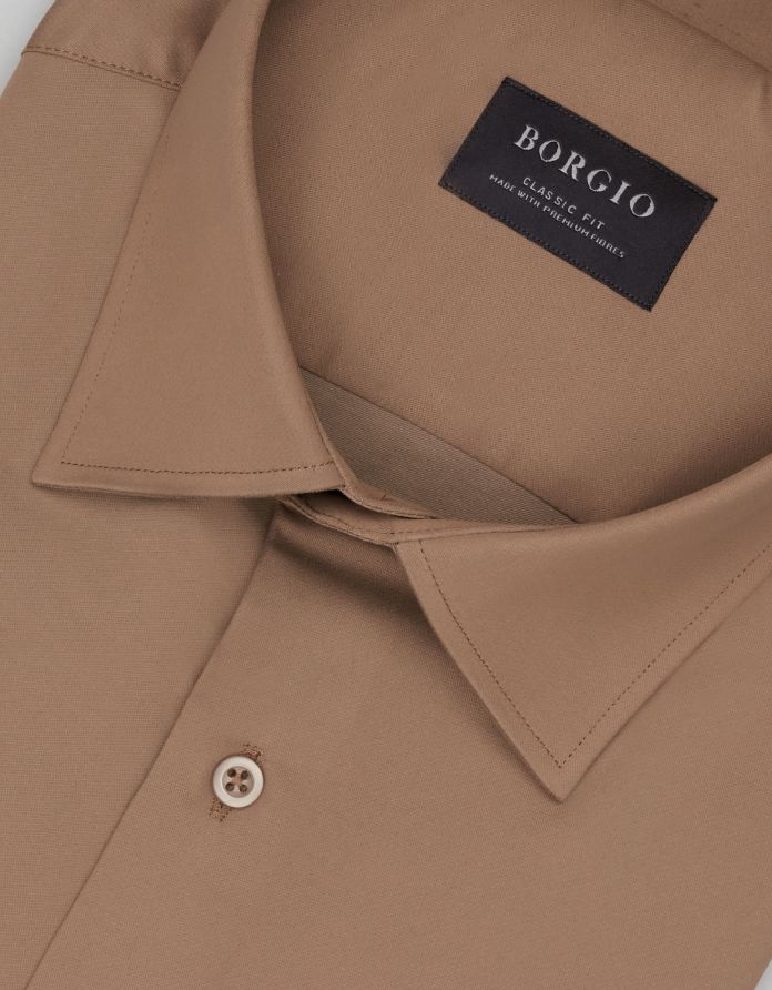 koszula lumia 00640 długi rękaw beżowy classic fit