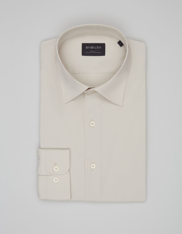 koszula mortara 00644 długi rękaw beżowy slim fit