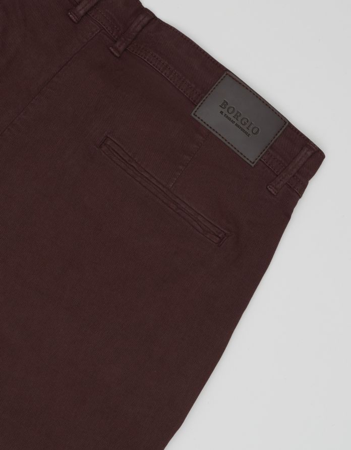 spodnie casual montieri bordowe comfort fit