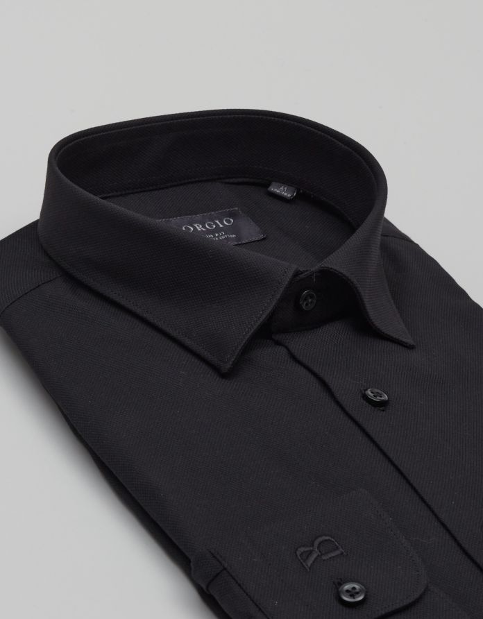 koszula rosazza 00642 długi rękaw czarny slim fit