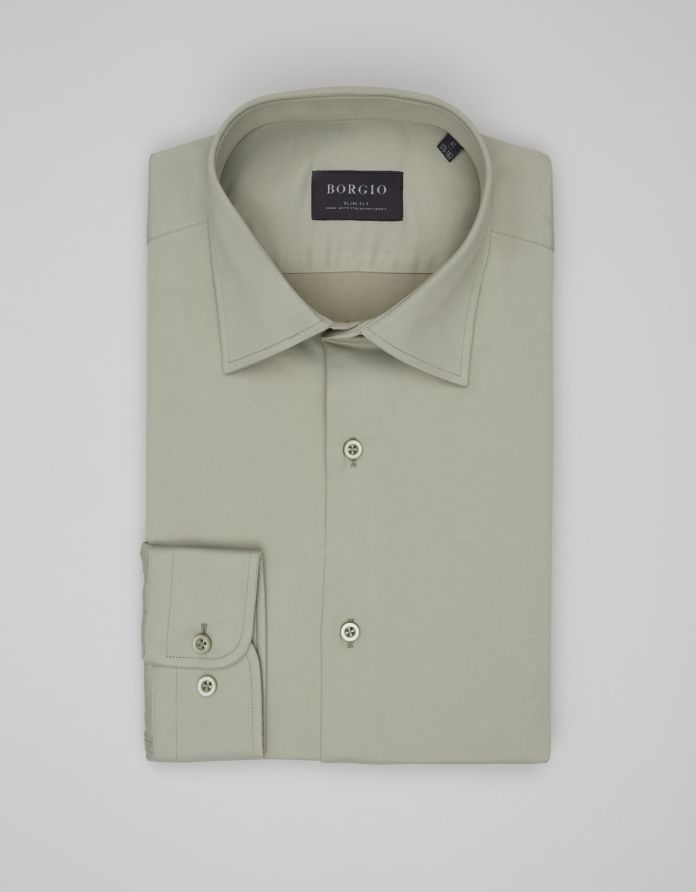 koszula lumia 00647 długi rękaw zielona slim fit