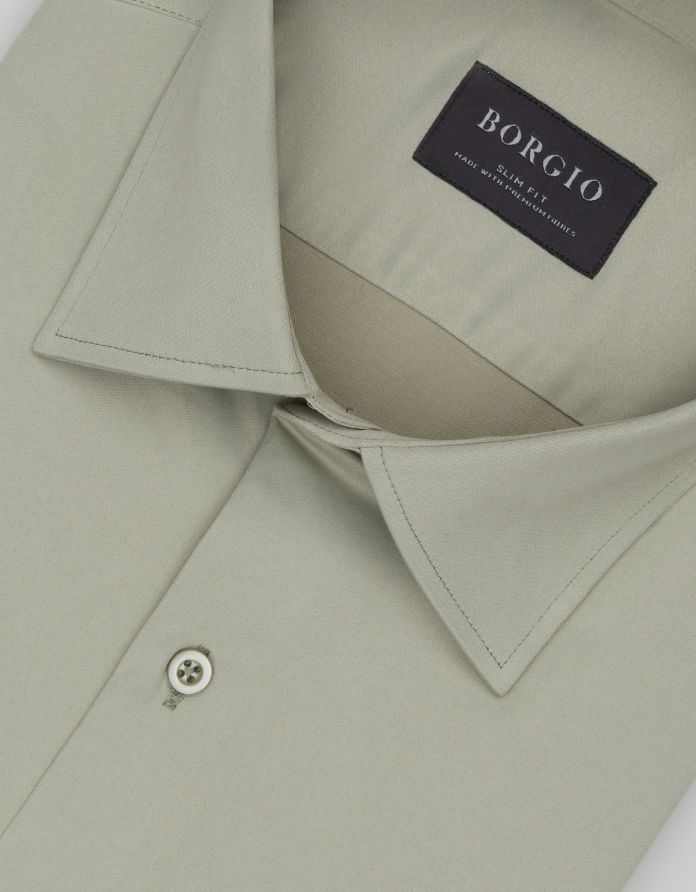 koszula lumia 00647 długi rękaw zielona slim fit