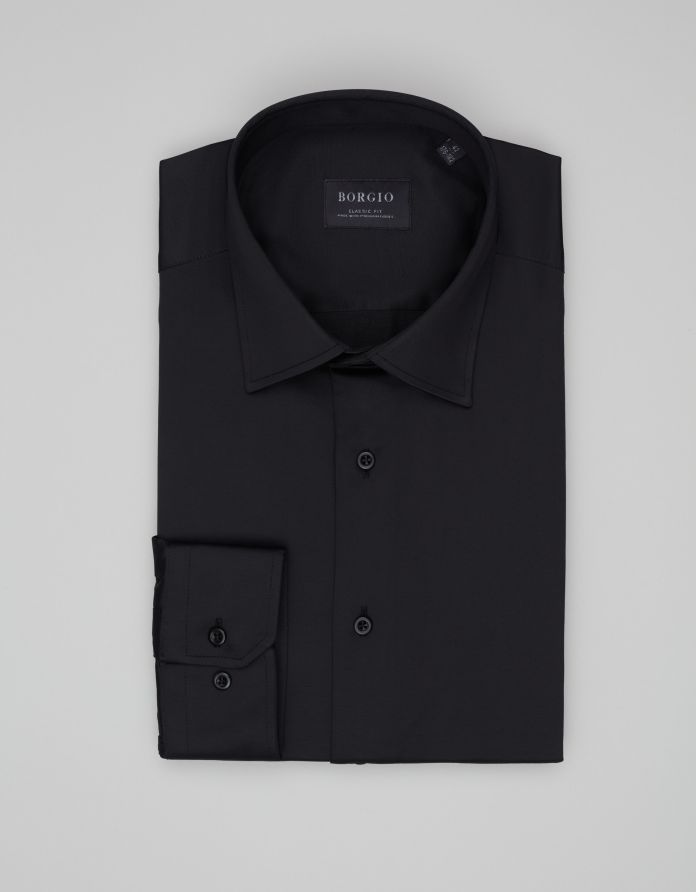 koszula lumia 00648 długi rękaw czarna classic fit