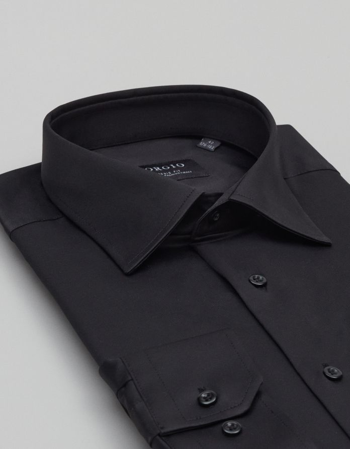 koszula lumia 00648 długi rękaw czarna classic fit