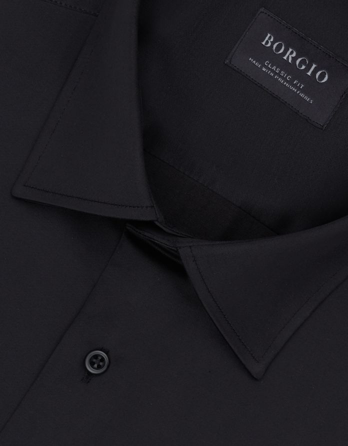 koszula lumia 00648 długi rękaw czarna classic fit