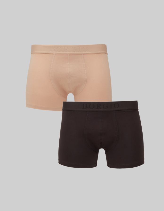 bokserki 2-pack stretch cotton beżowe i brązowe