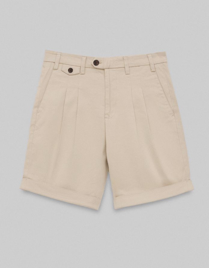 krótkie spodenki szorty tavullia beżowe slim fit