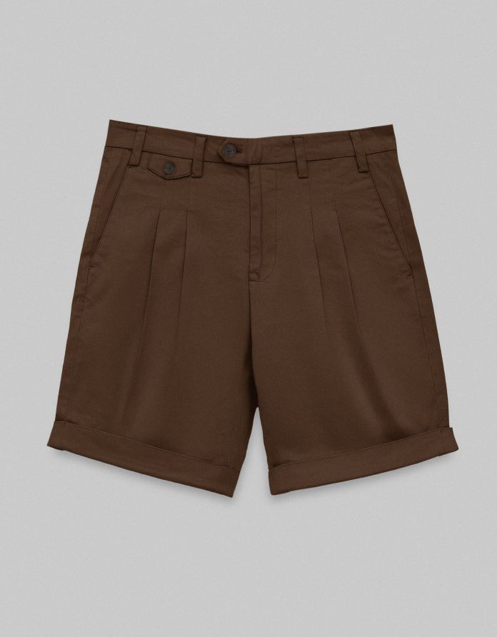 krótkie spodenki szorty tavullia tavullia brązowe slim fit