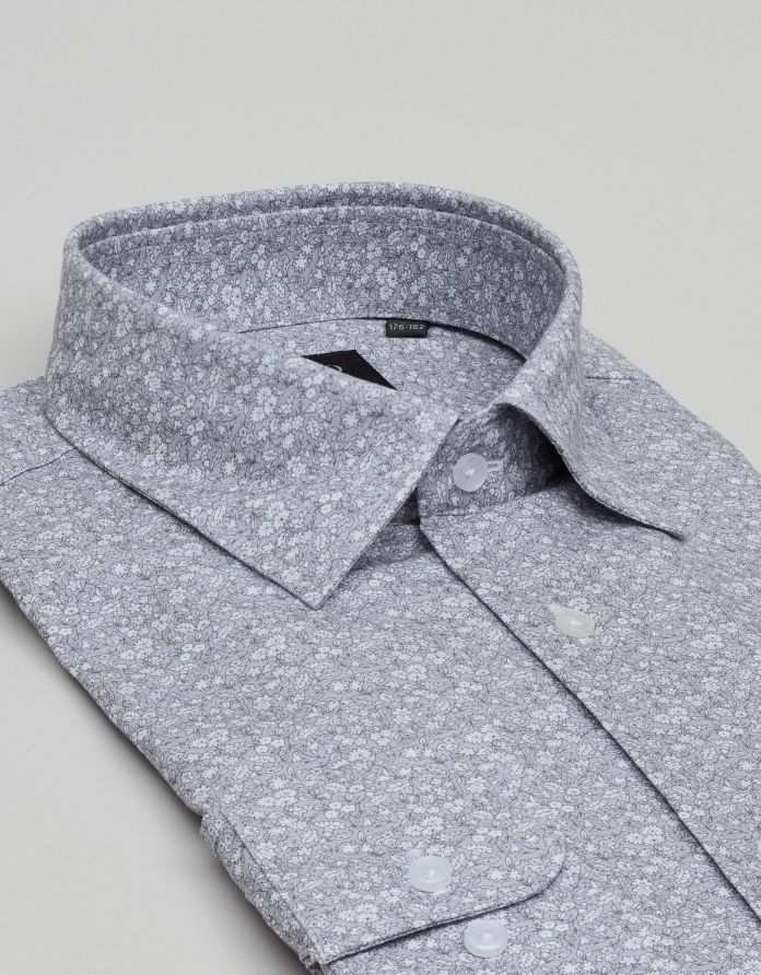 Koszula calimera 00659 długi rękaw szara slim fit