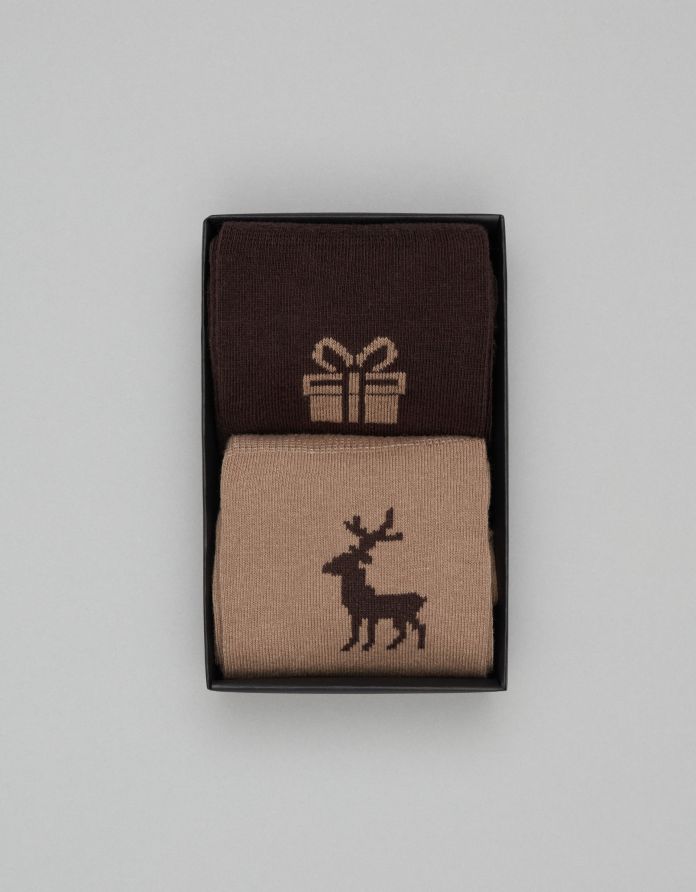 skarpety christmas 2-pack beżowe brązowe