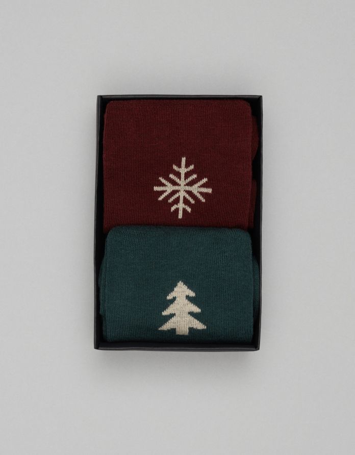 skarpety christmas 2-pack bordowy zielony