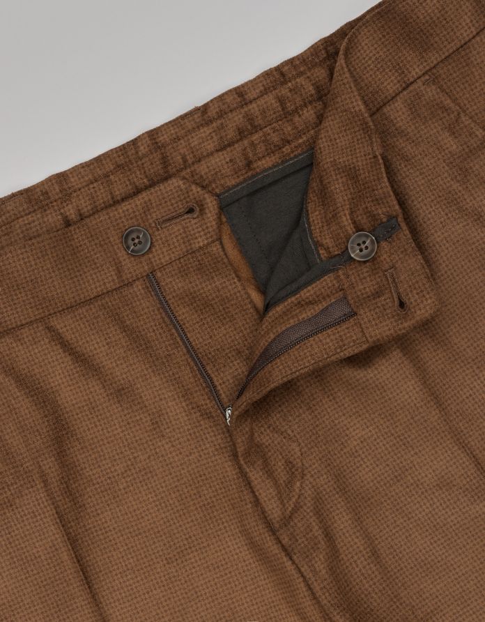 spodnie męskie classic do zestawu sueglio brązowe slim fit