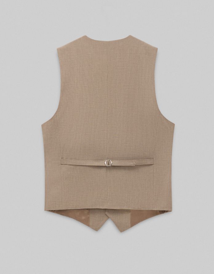 kamizelka do zestawu raiano brązowa slim fit