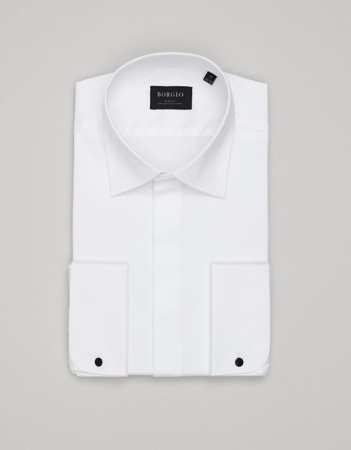 koszula mozza 00655 na spinki biała slim fit