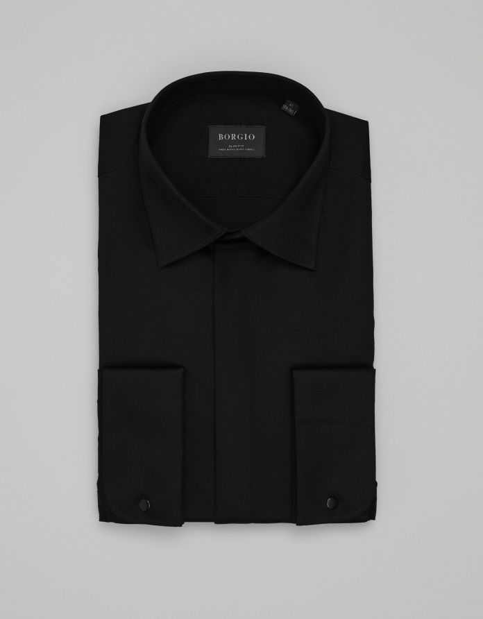 koszula mozza 00656 na spinki czarna slim fit