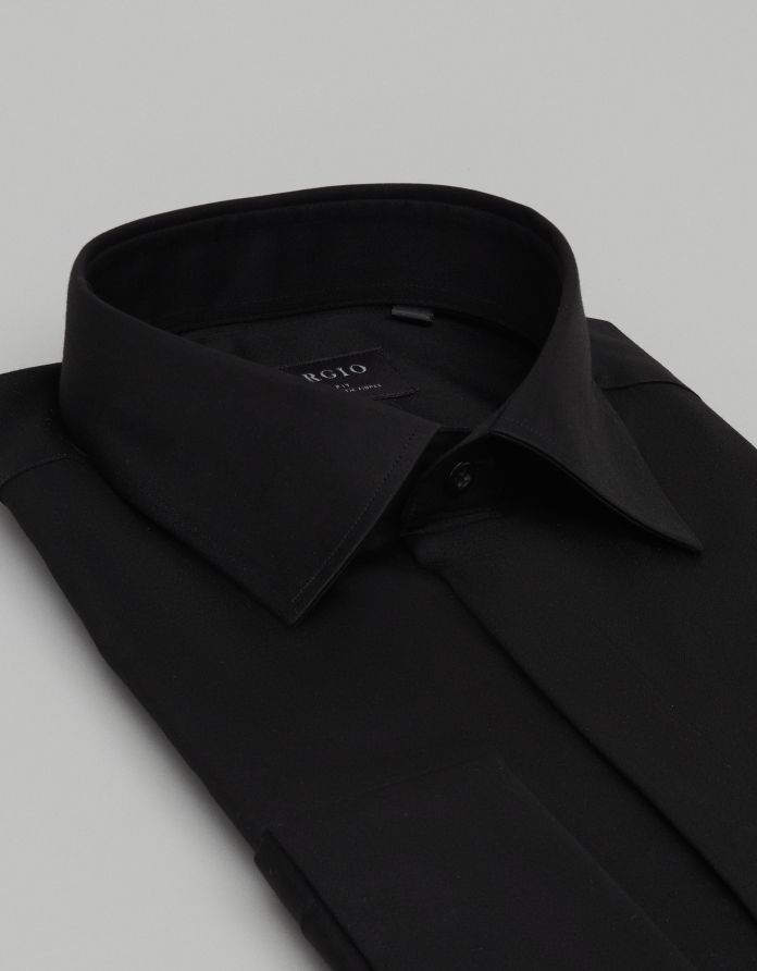 koszula mozza 00656 na spinki czarna slim fit