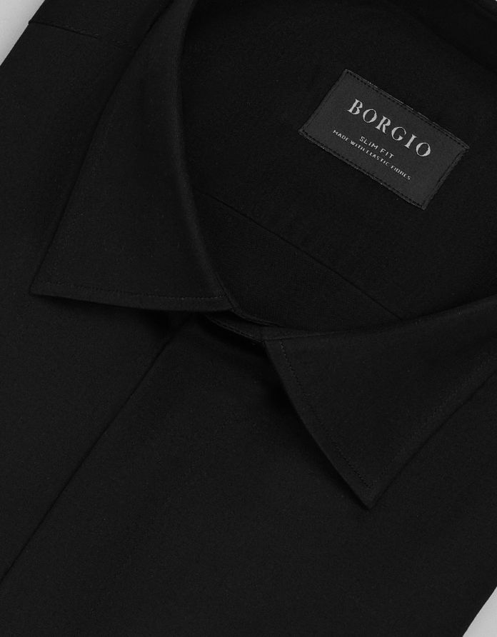 koszula mozza 00656 na spinki czarna slim fit