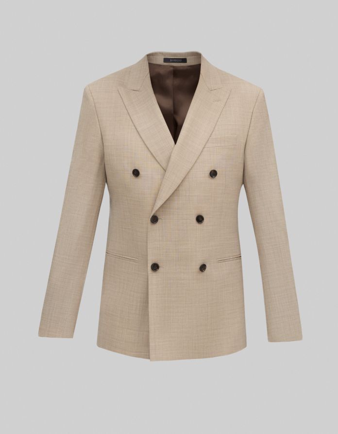 marynarka do zestawu morgano II dwurzędowa beżowa slim fit