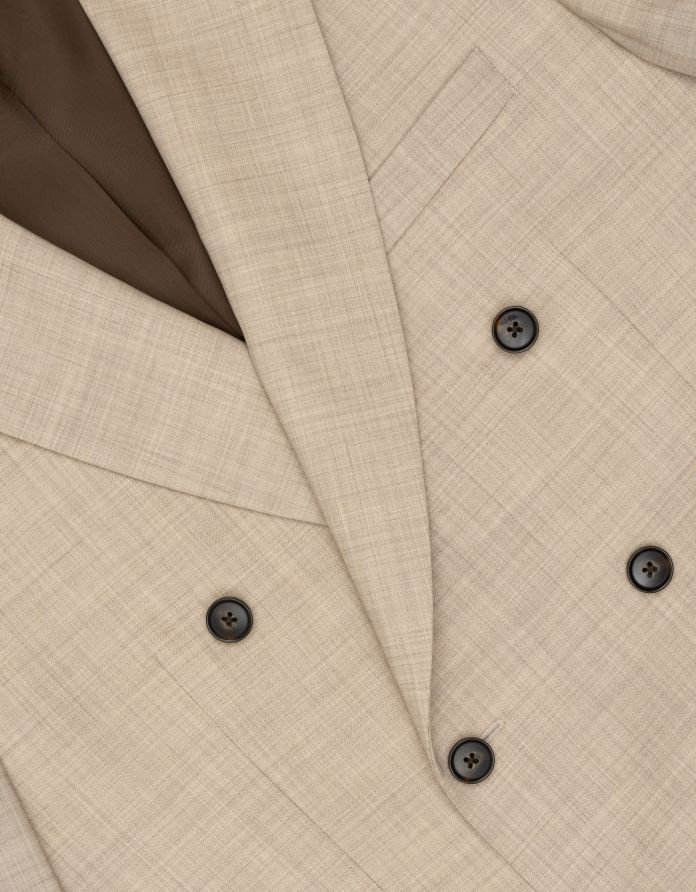 marynarka do zestawu morgano II dwurzędowa beżowa slim fit