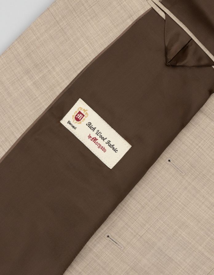 marynarka do zestawu morgano II dwurzędowa beżowa slim fit