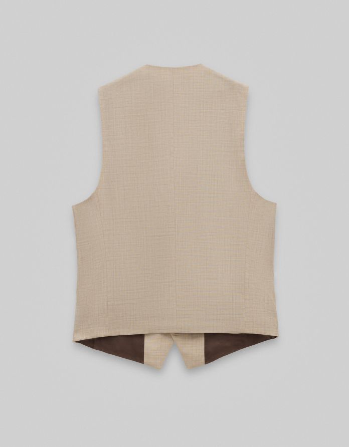 Kamizelka do zestawu morgano beżowa slim fit