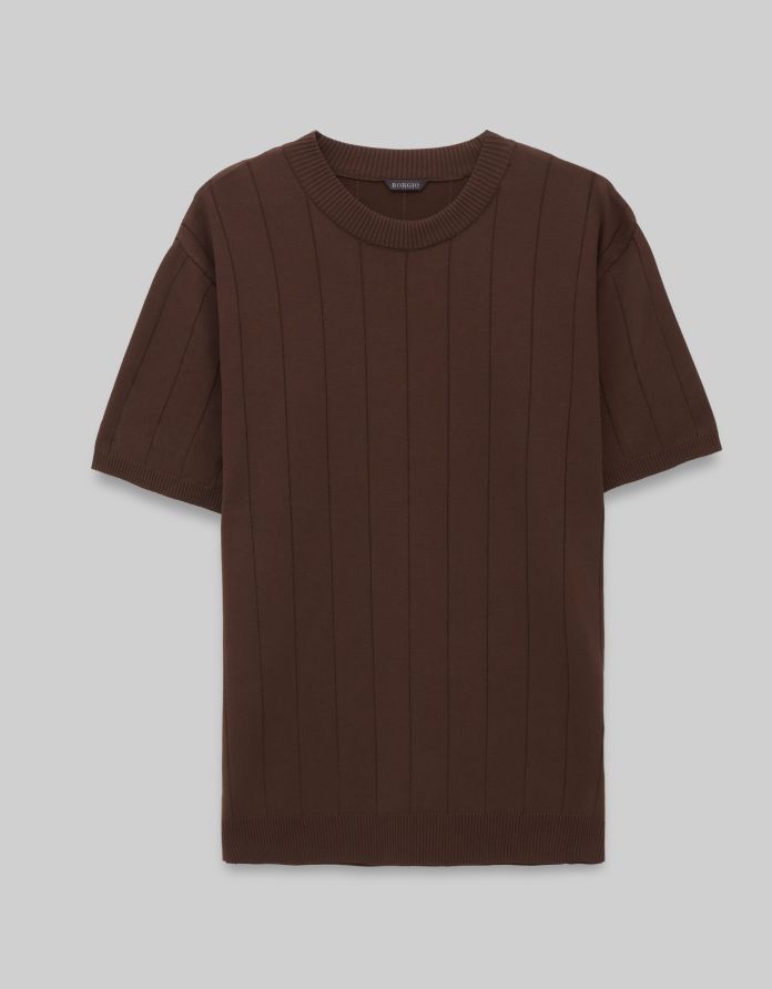 t shirt paspardo brązowy