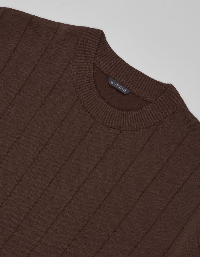 t shirt paspardo brązowy